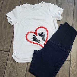 Isabel Maternity Size 2/26 R Jeggings and Small Maternity Shirt